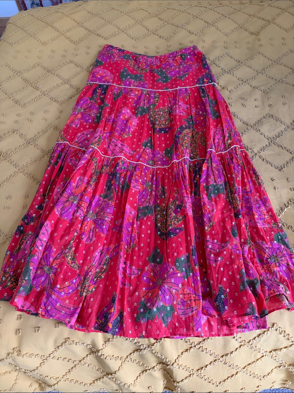 FARM Rio Fuchsia Pink & Purple Floral Maxi Skirt
